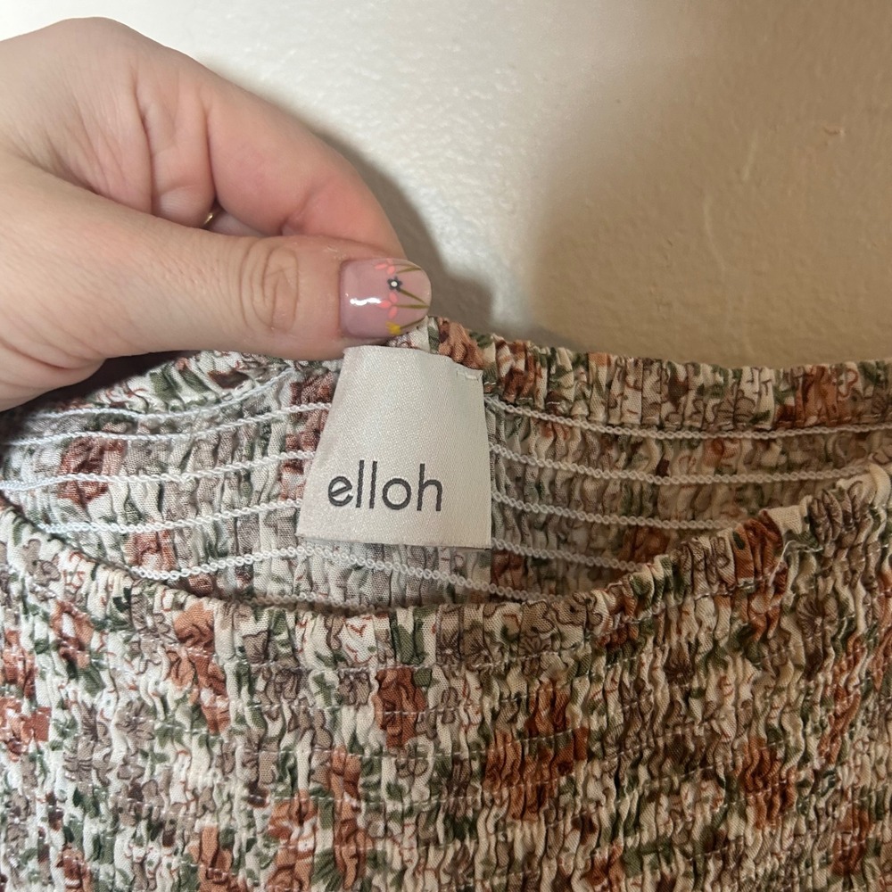 Elloh Floral Maxi Dress Womens Small Multicolor Smocked Strapless Boho - Picture 3 of 4